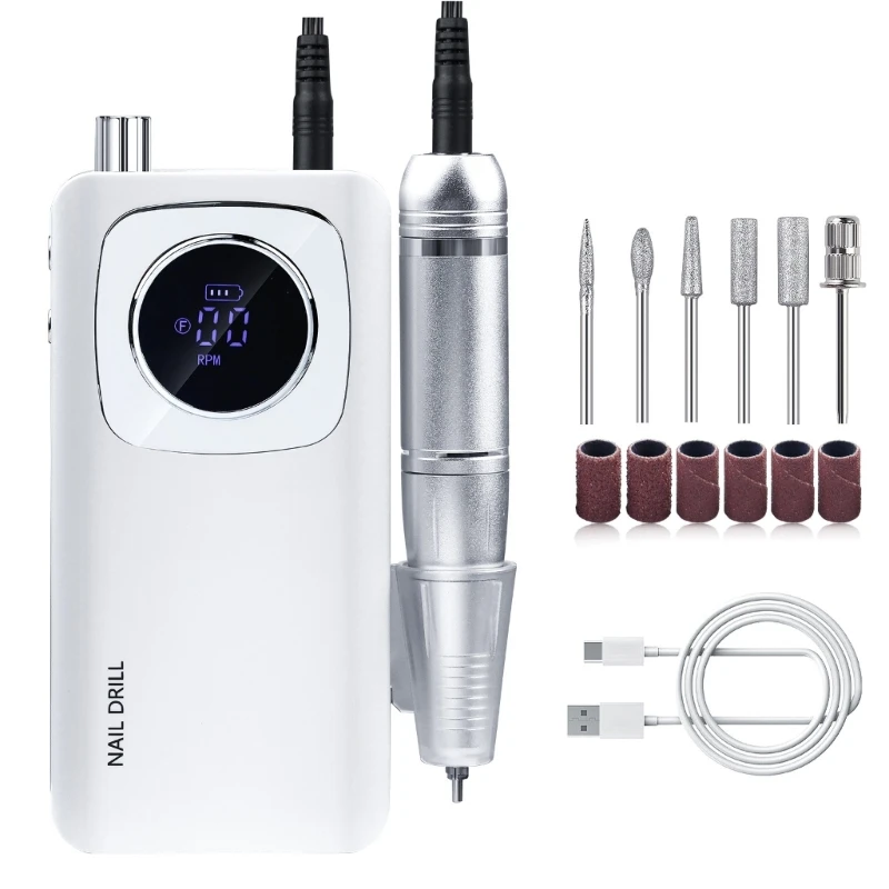 

Y1UF Electric Nail Drill Machine Set 45000RPM Nail Drill with Nail Drill Bits Low Noise Easy to Use Nail File Machine