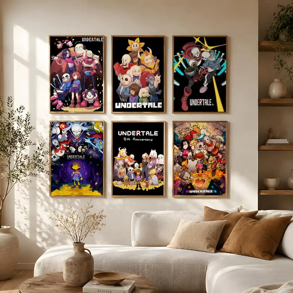 Game Undertale Poster Self-Adhesive HD Mural Wall Decals, Living Room Bedroom Home Decor Gift