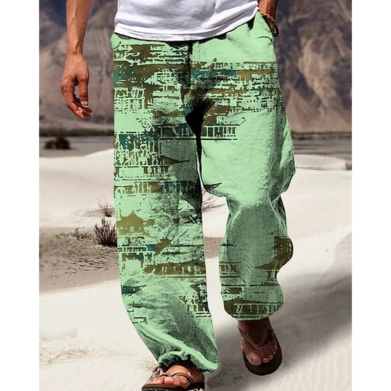 نمط بوهيمي فضفاض - بنطال رجالي مناسب بنمط رقمي فريد - بنطال مريح وعصري