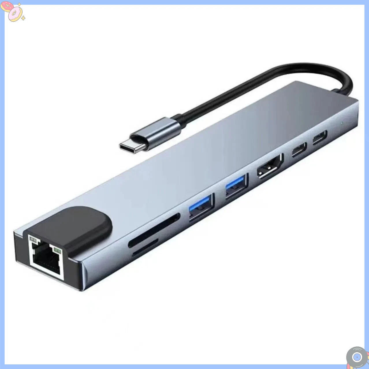 

USB-адаптер-концентратор 8 в 1 типа C 3 1–4K HDTV с устройством чтения карт SD Tf Rj45 PD Быстрая зарядка