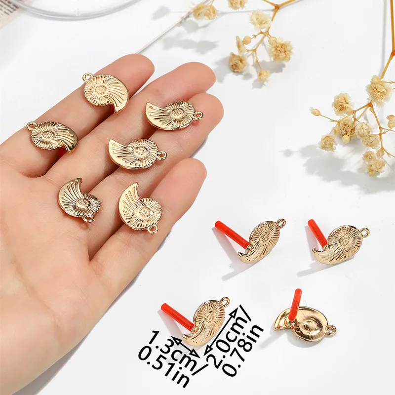 10pcs Conch STUD ต่างหู Golden Silver สีต่างหูตัวเชื่อมต่อต่างหูฐาน DIY เครื่องประดับทําอุปกรณ์