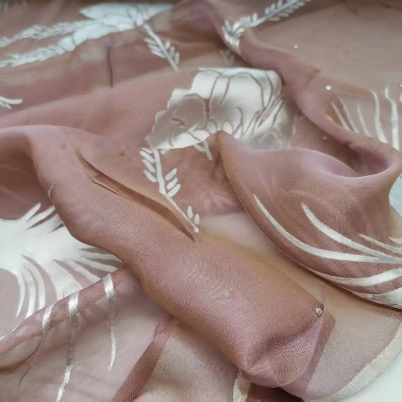 On Sale Sequin Silk Viscose Fabric Soft Burn-Out Pattern DIY Swissdot Cloth Dress Scarf Material