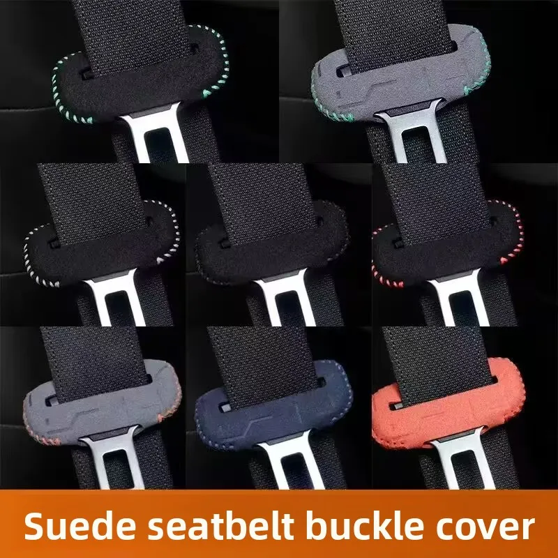 2/4 Stück Wildleder Autosicherheitsgurt-Schutzabdeckung, Stoßfester Sicherheitsgurt-Stecker Dekor-Zierleiste Auto-Innenausstattung Zubehör – Detail 1