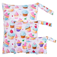 Ensemble de 3 sacs à couches lavables pour bébé, poches lisses à fermeture éclair, utilisation multi-scénario, peut être accroché, imperméable, housse de couche réutilisable, WetBag 2