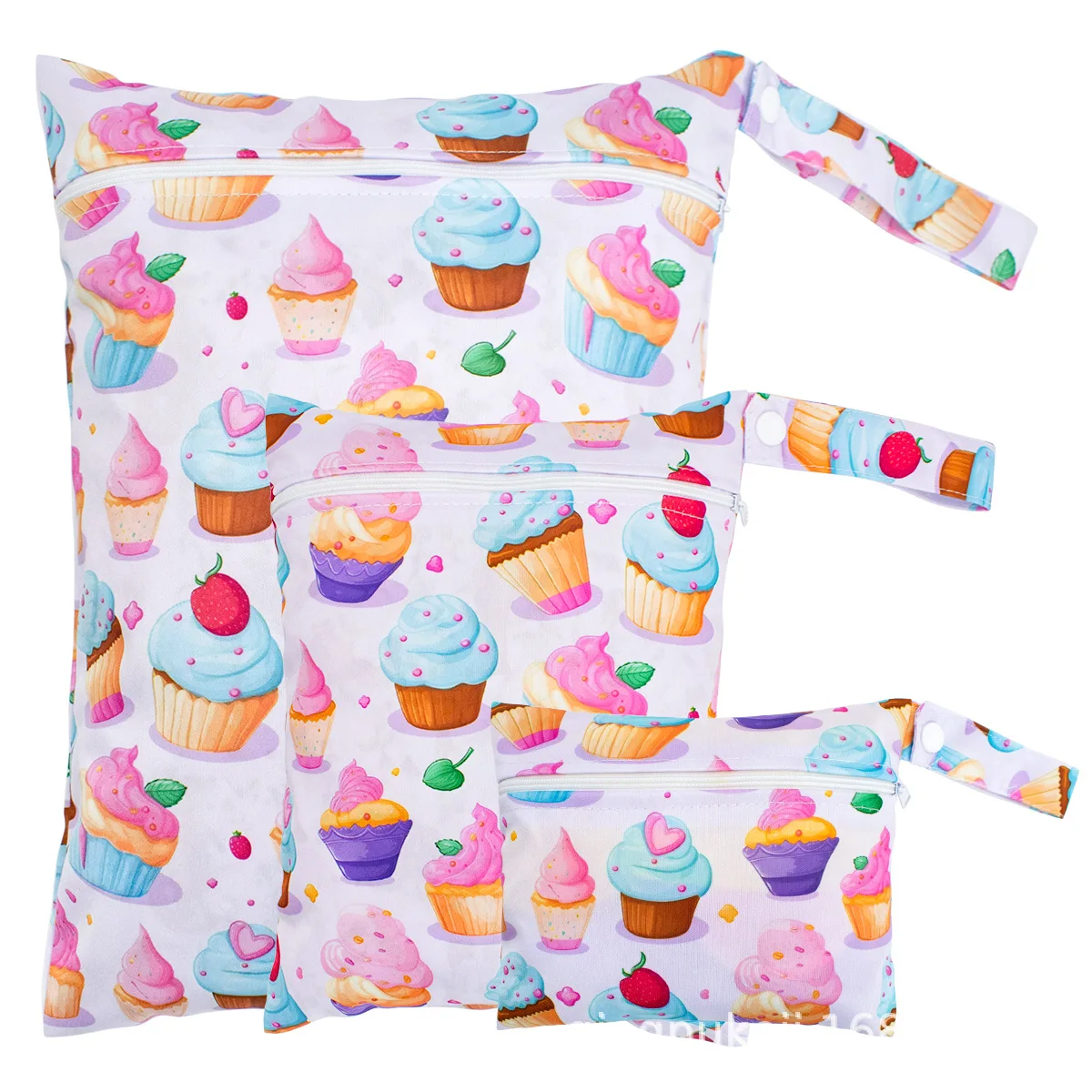 3Pcs Set Smooth Zipper Pocket Multi-Scenario Use Can Be Hung Waterproof Reusable Diaper Cover WetBag Washable Baby Diaper Bag