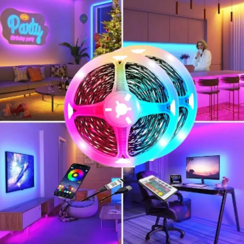 

Intelligent LED strip lights-color change, music synchronization, application control, remote control, RGB-suitable for room dec