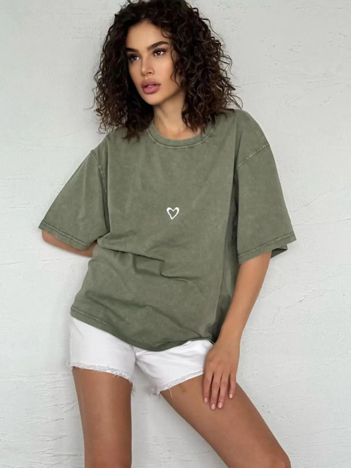 T Shirts Women 2024 Summer New Printing Washed Rose Red Vintage Loose Casual Oversized T Shirt