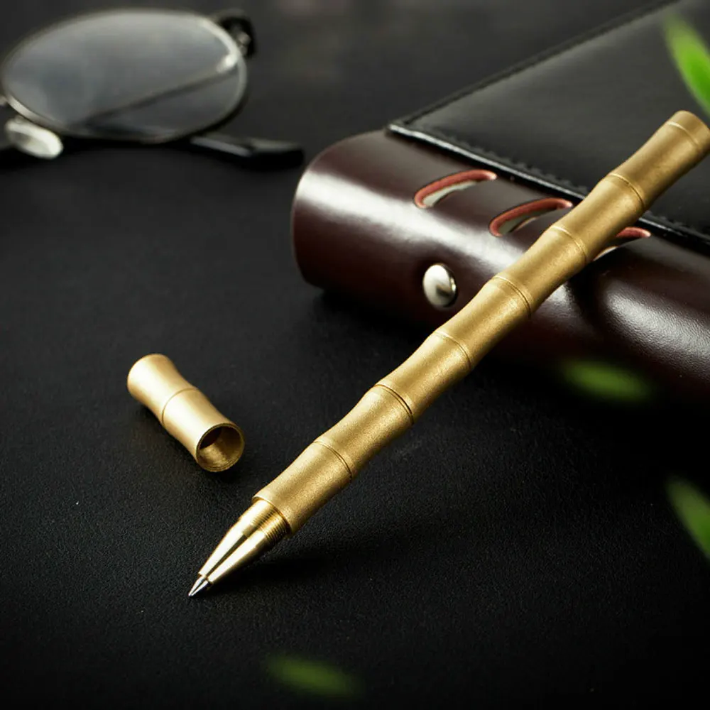 Brushed Detachable Bamboo Rollerball Pen Golden Matte Golden Metal Stationery Office School Supplies Writing