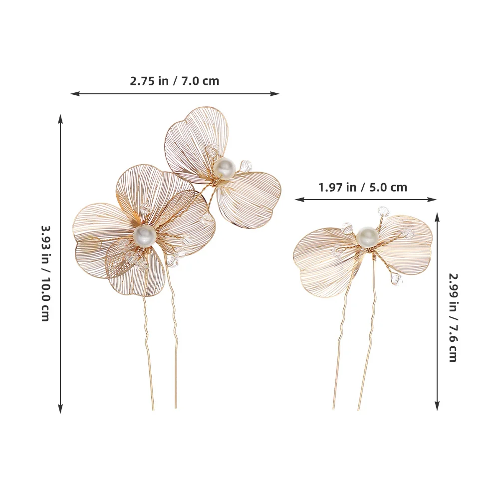2pcs Wedding Pins U Shaped Rhinestone Hairpin For Women Bridal Hair Accessories Flower Hair Clips Decorative Hairpins Wedding