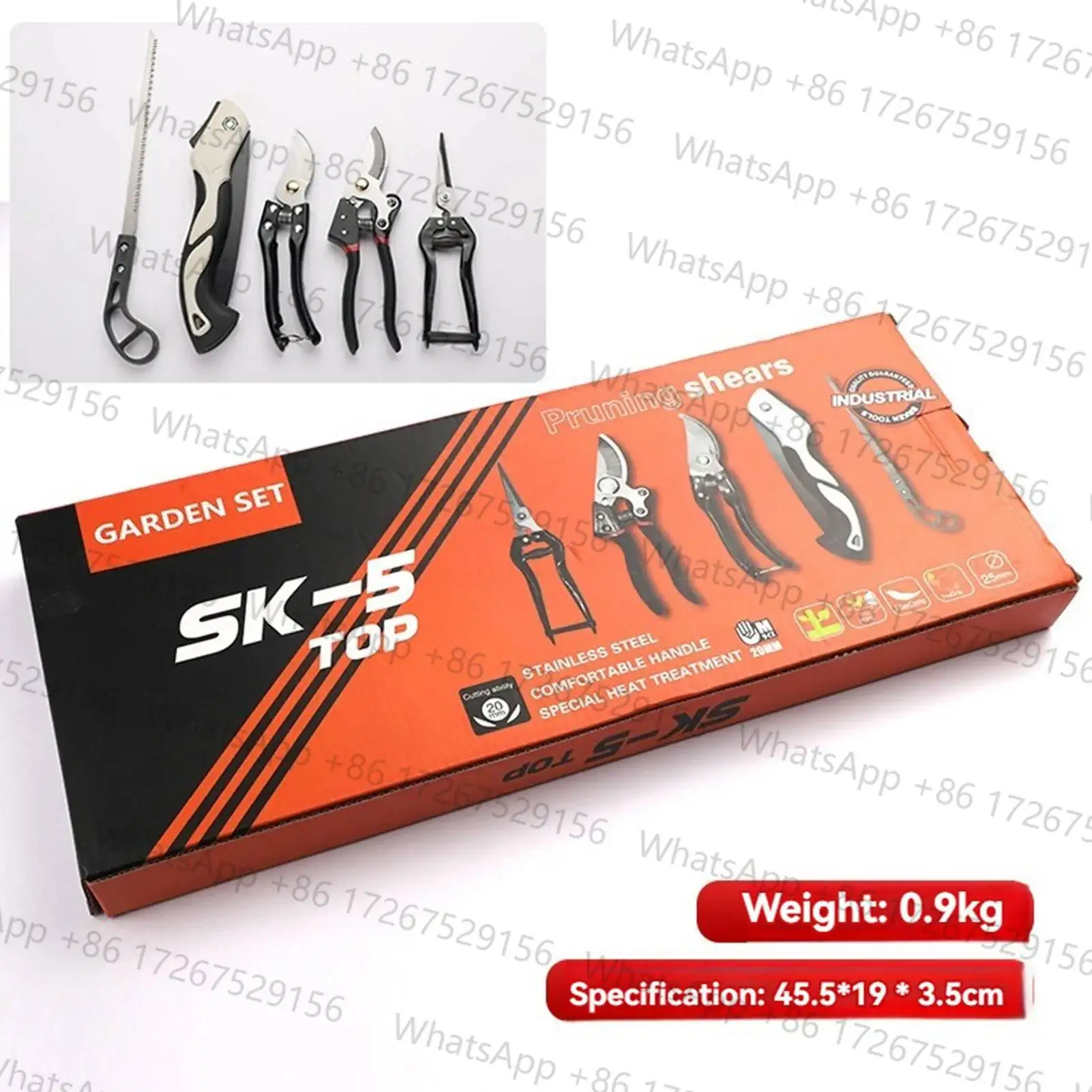 5-Piece Garden Tool Set with Pruning Shears Folding Saw Planting Tools High Carbon Steel Ergonomic Handle for Outdoor Gardening