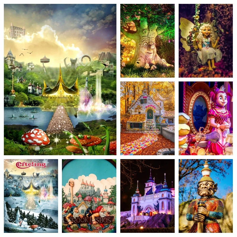 

Netherlands Efteling Theme Park Landscappe Diamond Painting AB Drills Art Fantasy Children's Paradise Garden Cross Stitch Decor