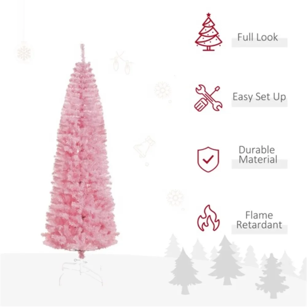 The seven-foot-tall artificial Christmas tree has a realistic style and plastic 818 branches to give the tree a full look