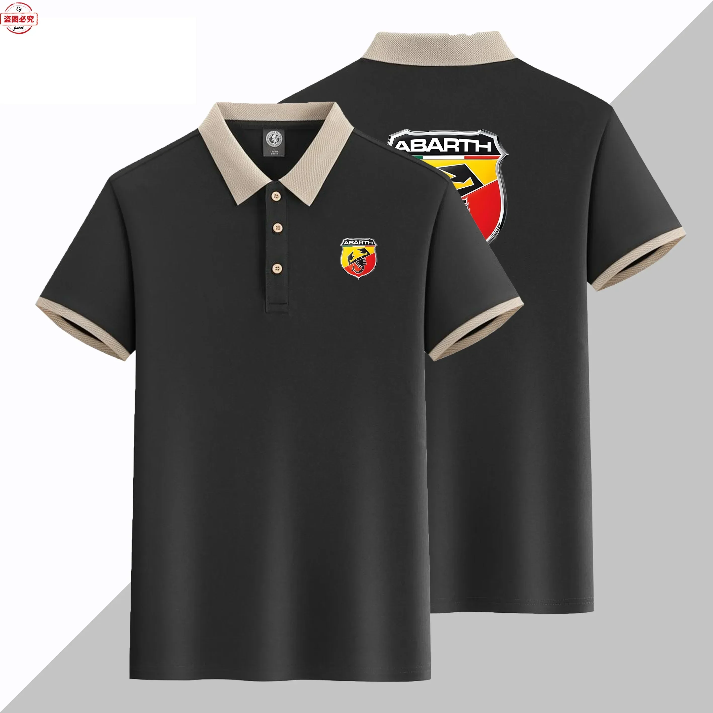 ABARTH Car Logo Printed Men's Business Business Short Sleeved Sports T-shirt, Polo Shirt, Abbas Supercar Racing Work Uniform