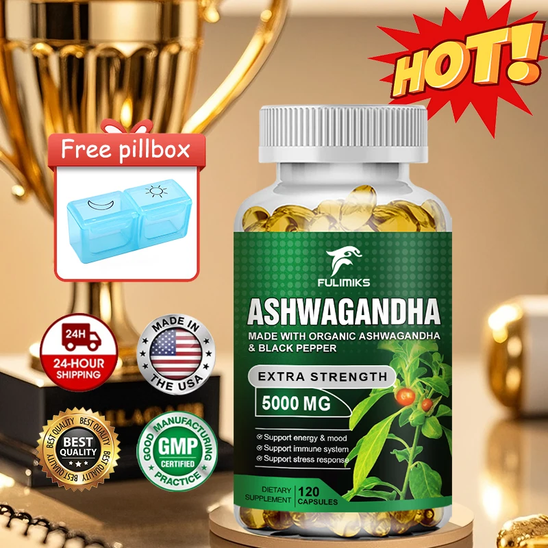 

Капсулы с ашвагандой и корнем родиолы розовой для повышения уровня энергии и общего здоровья, подходят для женщин и мужчин