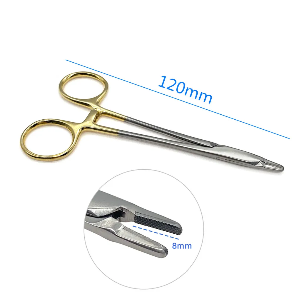 12cm Needle Holder Plier Autoclavable Stainless Steel with Gold Plated Handle ophthalmic micro instruments