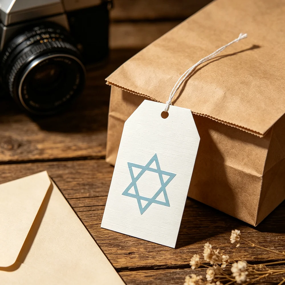 20 etiquetas de regalo con la estrella de David, artículos para Hanukkah, etiquetas de regalo azules y blancas para Bar Mitzvah, decoración para fiestas judías, accesorios para Chanukah.