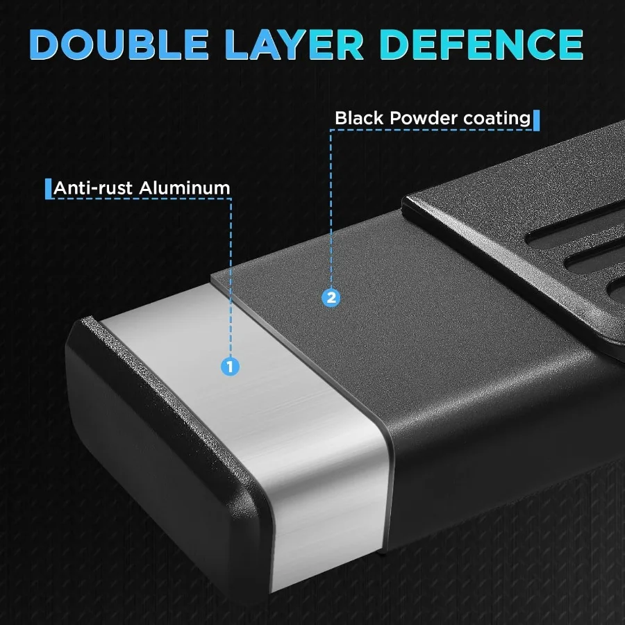 لوحات تشغيل 6.5 لـ 20092014 Ford F150 Super Crew Cab أسود من سبائك الألومنيوم خطوات جانبية قضبان Nerf مع نمط ريدج لـ #4