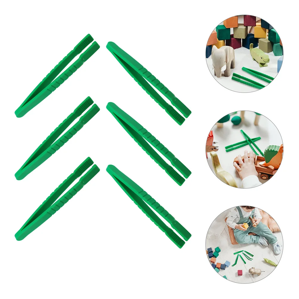 

6Pcs Kids Plastic Tweezers Flat Head for Insects Collecting Crafts Beads Sorting Lightweight Portable Durable Safe