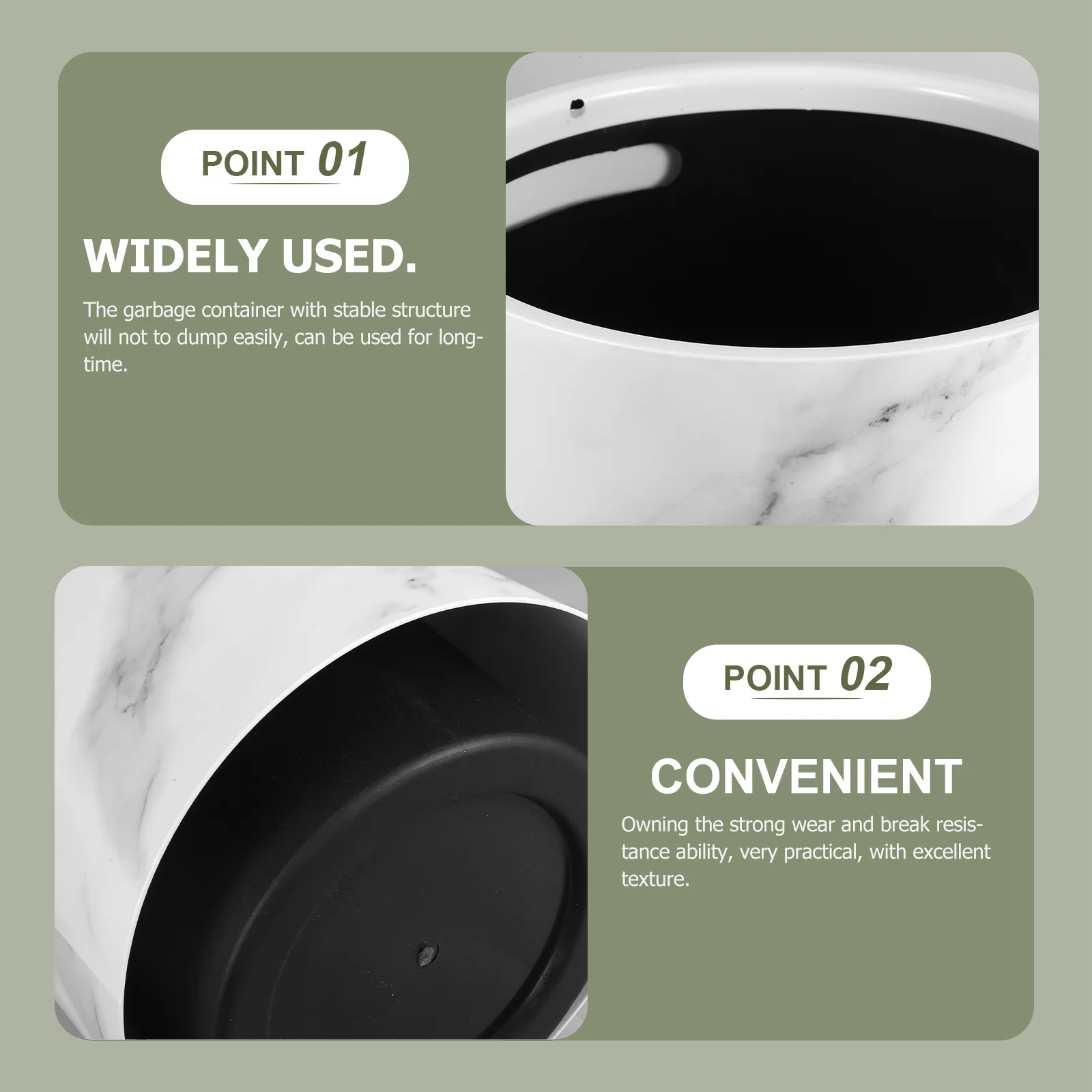 

Small Marbling Pattern Trash Can Large Capacity Round Garbage Bin Lidless Waste Container Marble Trash Can Marbling Waste Bin