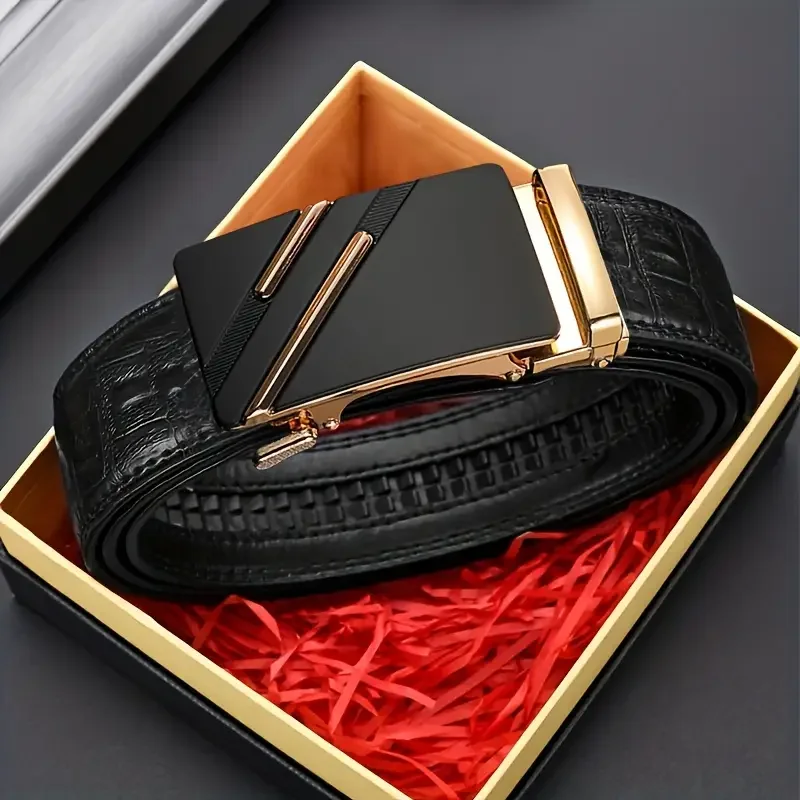 Men's Belt Leather Belt Metal Automatic Buckle Brand Luxury Design Fashion Men's Belt Peplum Men's Belt