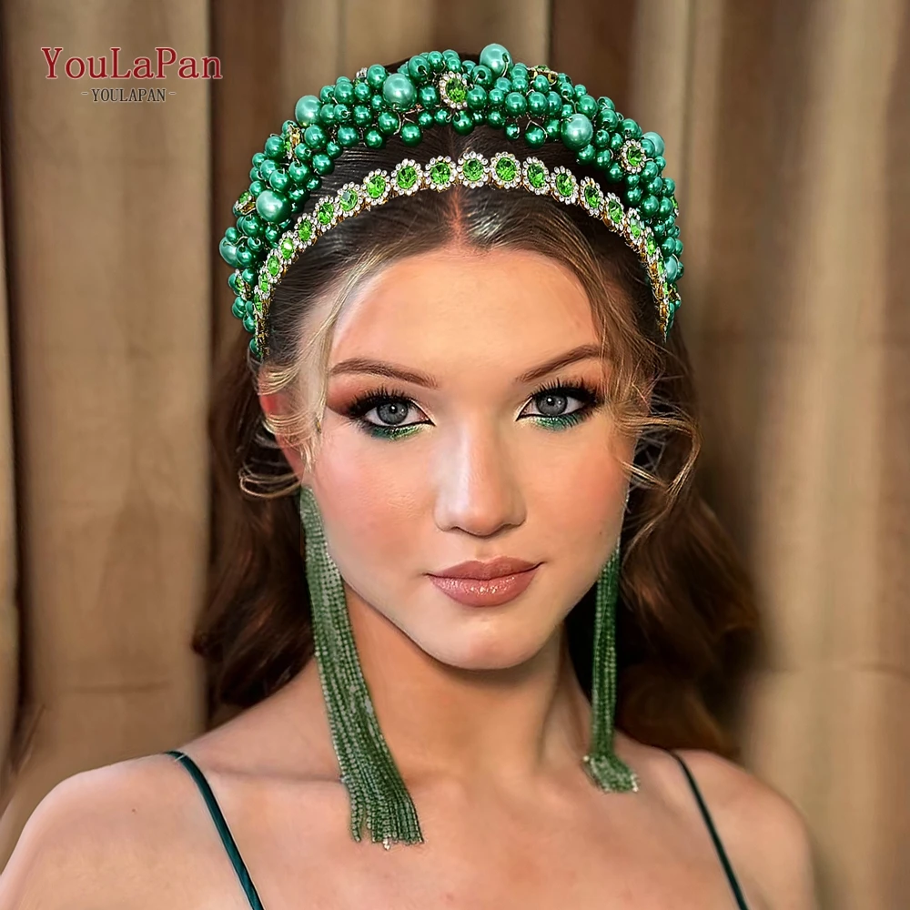 

YouLaPan Elegant Bride Hair Hoop Wedding Rhinestone Pearl Headband Luxury Women Party Hair Accessories Handmade Headwear HP939