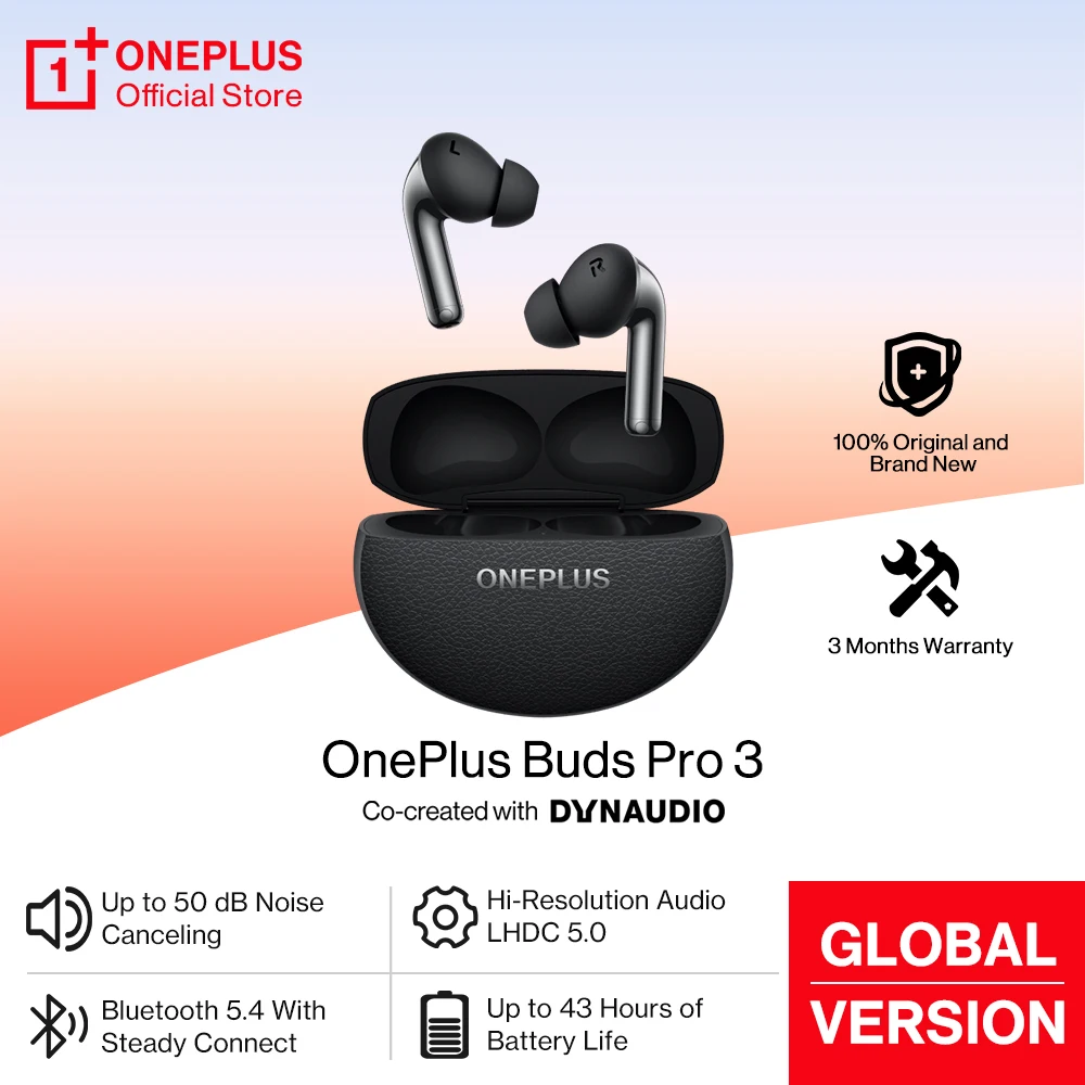 Оригинальные наушники OnePlus Buds Pro 3, глобальная версия Bluetooth 5,4, 50 дБ, пространство с шумоподавлением для Oneplus 13 13R 12 12R Nord 4