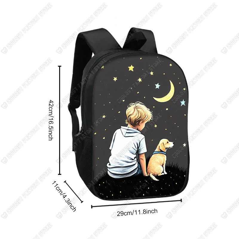 Watching The Starry Sky with Pets Design Print Backpack Young Women Men Rucksack School Bags for Teenager Casual Daypack Bookbag