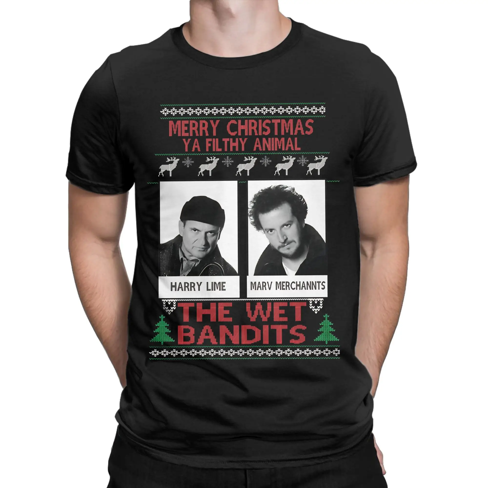 the wet bandits Home Alone Men's T Shirt Merry Christmas Vintage Tees Short Sleeve Round Neck T-Shirts Pure Cotton 4XL 5XL Tops