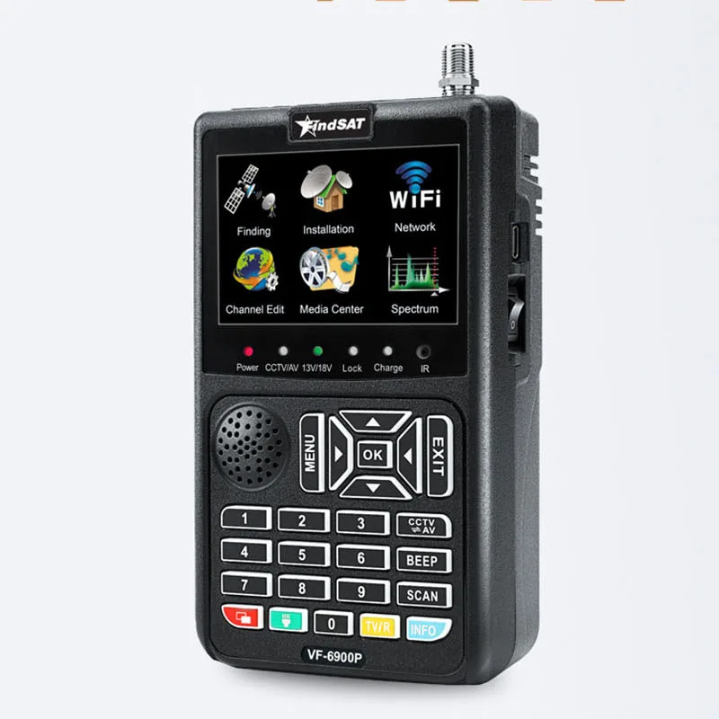 VF-6900 Satellite finder HD Digital Meter For Satellite Receiver 1080P HD,DVBS/S2 Satfinder Handhel Meter CCTV AHD 8MP Sat Finde
