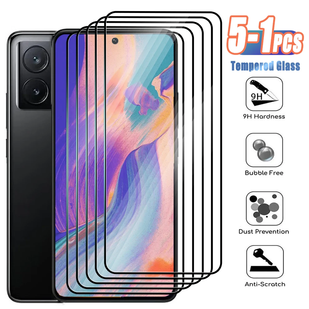 

5-1Pcs Tempered Glass For Xiaomi Poco X3 X4 X5 X6 Pro 5G Full Cover Protective Screen Protector Film on Poco X4 X3 GT X3 NFC