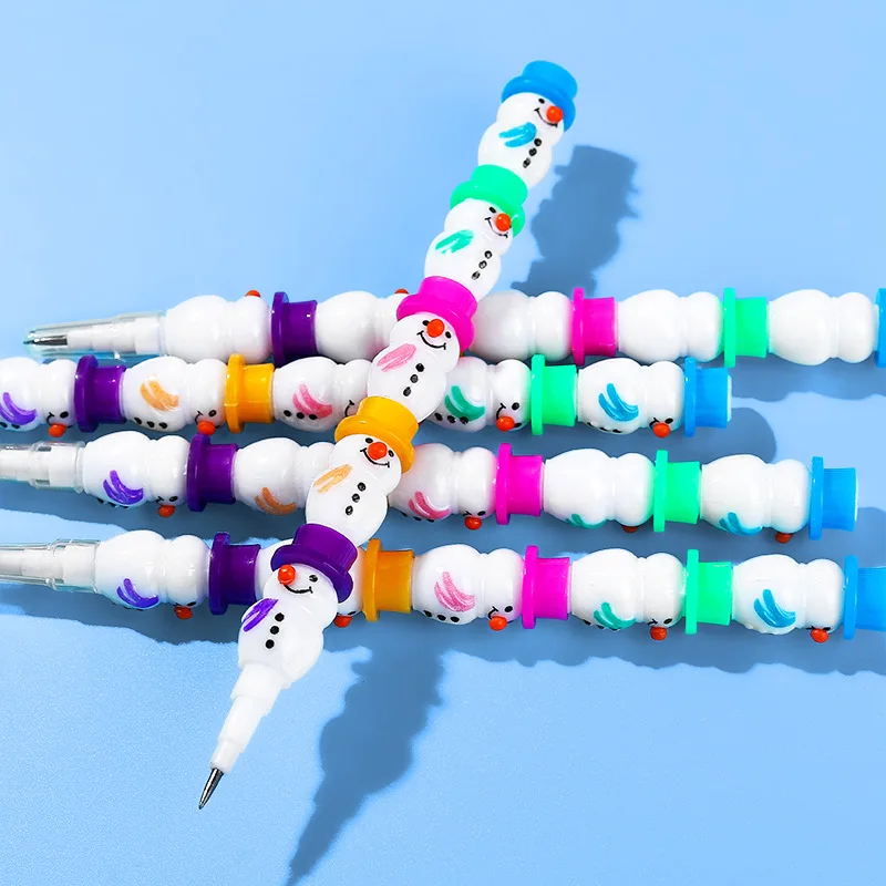 10pcs/lot Creative Snowman Plastic Pencil Kawaii Cute Children's Writing Tools Multifunctional DIY Assembly Pencil Kids Gift