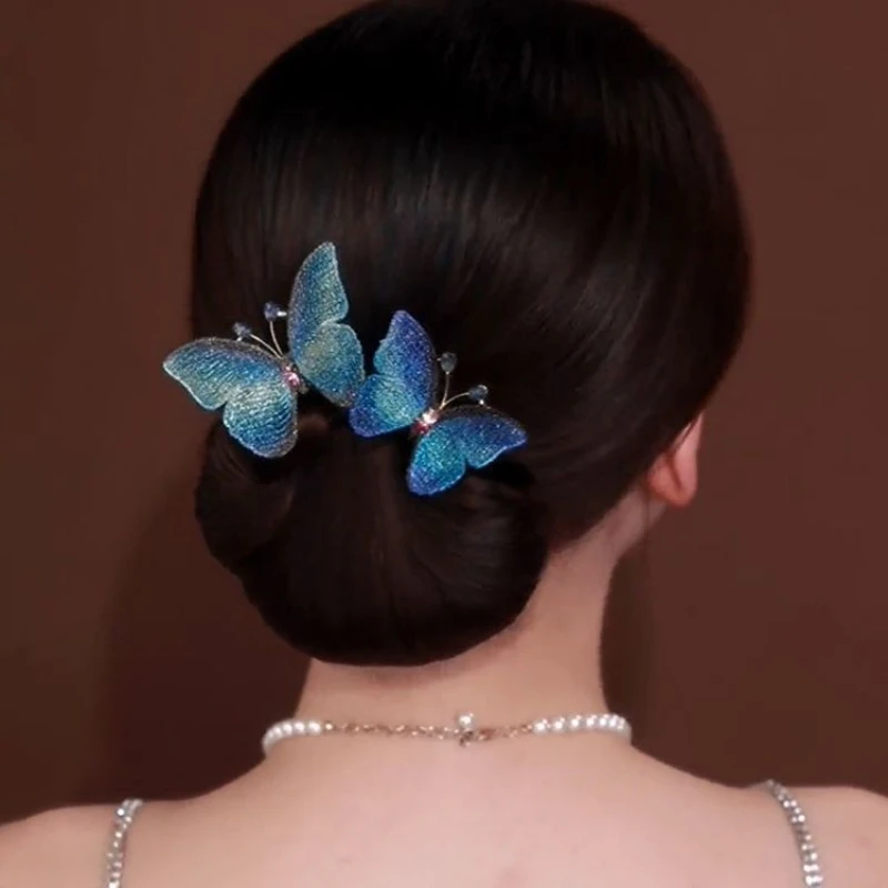 Mode Elegante Vlinder Bloem Haar Stok Haaraccessoires Voor Vrouwen Bloem Fishtail Hoofddeksels Haarspeld Bruid Sieraden Tiara