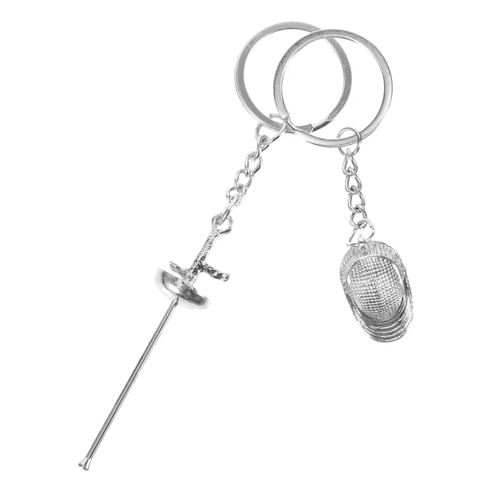 

2 Pcs Martial Arts Supplies Fencing Keychain Lovers Metal Decorative Small Pendant