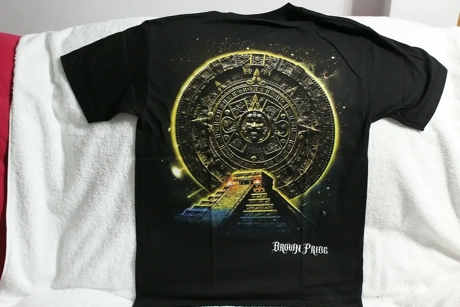 

Mexico Aztec Calendar Sun Stone Mayan Pyramid T-Shirt 100% Cotton O-Neck Summer Short Sleeve Casual Mens T-shirt Size S-3XL