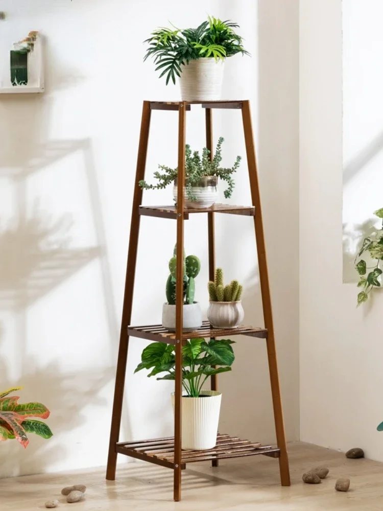 

Flower Rack Storage Floor-Standing Balcony Living Room Multi-Layer Non-Solid Wood Iron Succulent Green Radish