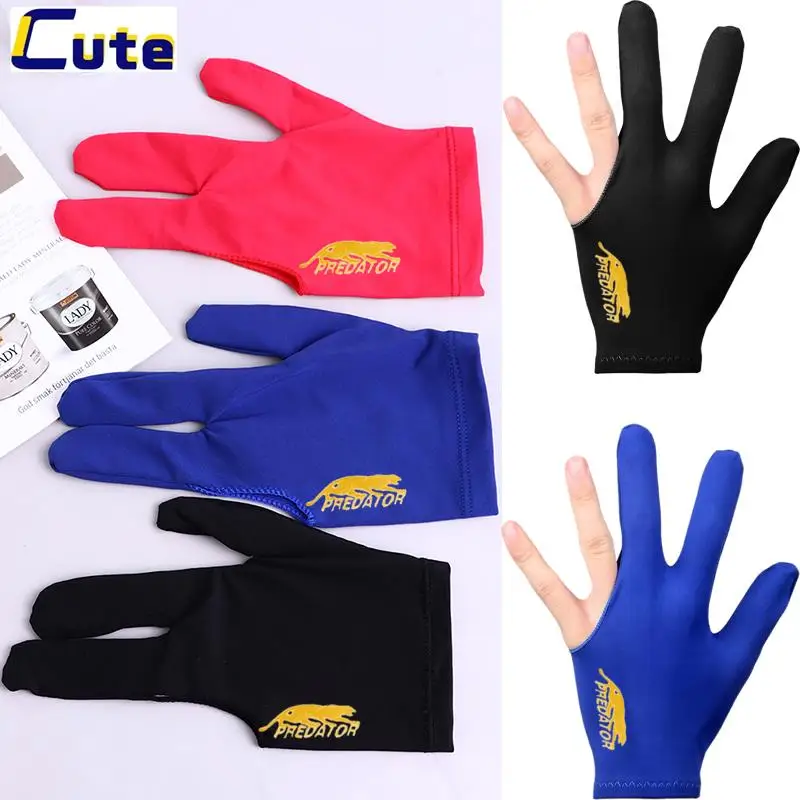 Beginners Practice Non-slip Billiard Gloves Three Fingers Snooker Pool Cue Billiard Glove for Left Hand Lycra