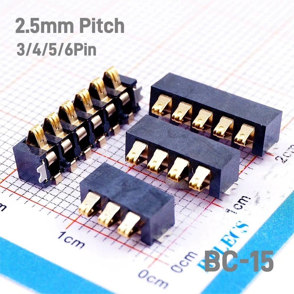 5 20 50 Pcs Surface Mount Spring Battery Connector 3 4 5 6 Pin 2.50 MM Pitch 9155003541 Right Angle Horiztonal 12V 2A Cross Part