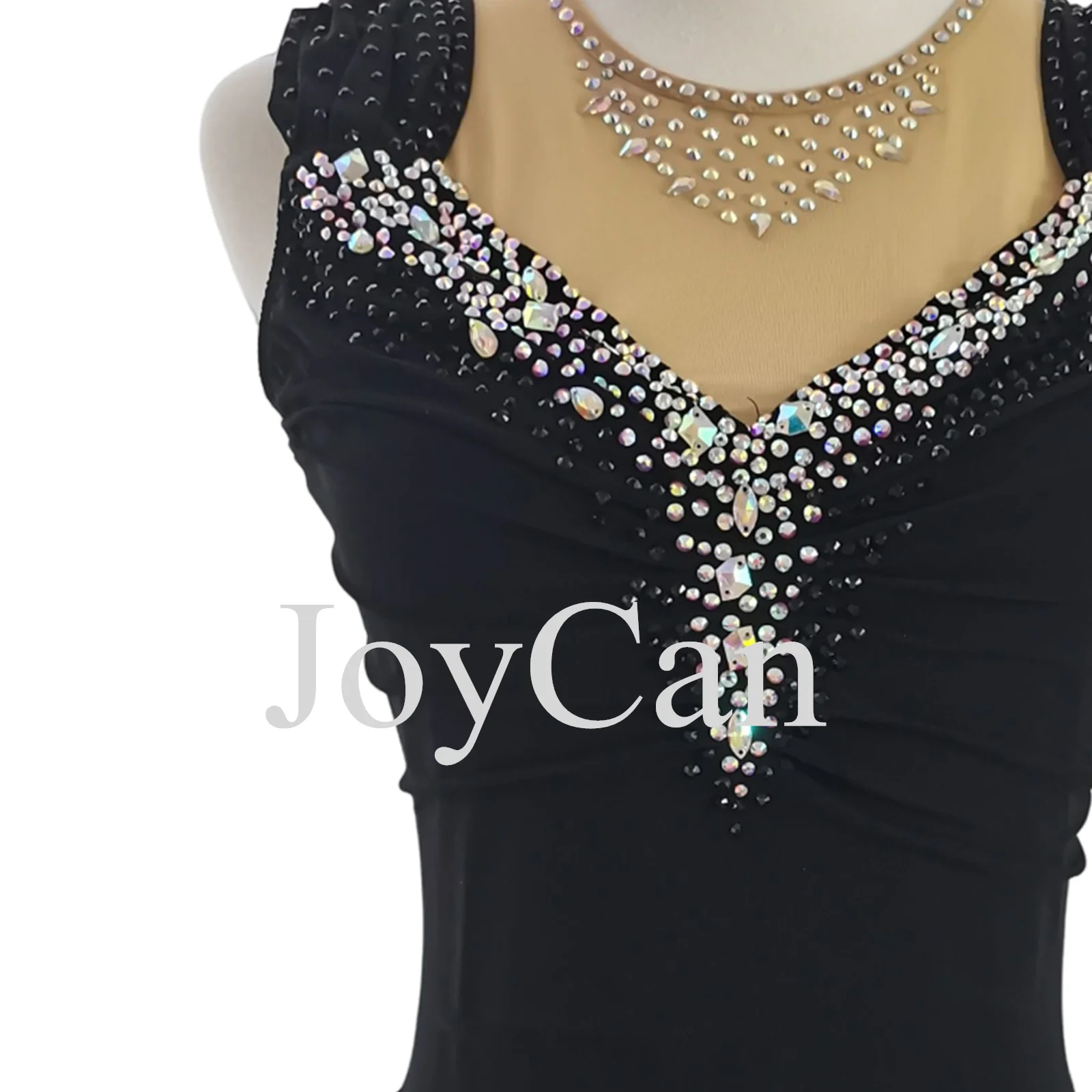 JoyCan Ice Figure Skating Dress Girls Black Spandex Stretchy Competition Dance Wear Customized