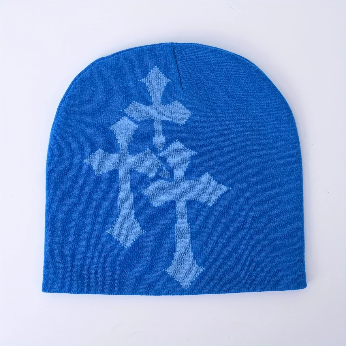 1 pc Y2K style fashion casual warm knit hat with cross embroidery, suitable for both men and women; Suitable for outdoor use