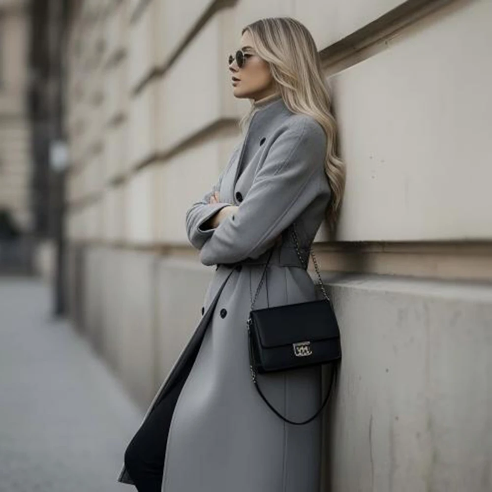 

Женское модное повседневное пальто, однотонный зимний топ, простой дизайн, удобная посадка, без украшения