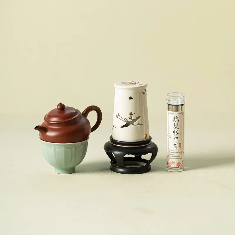 Elegant Crane Incense Burner Set for Office and Home Decor Kung Fu Tea Ceremony Accessories Premium Gift Box for Holidays