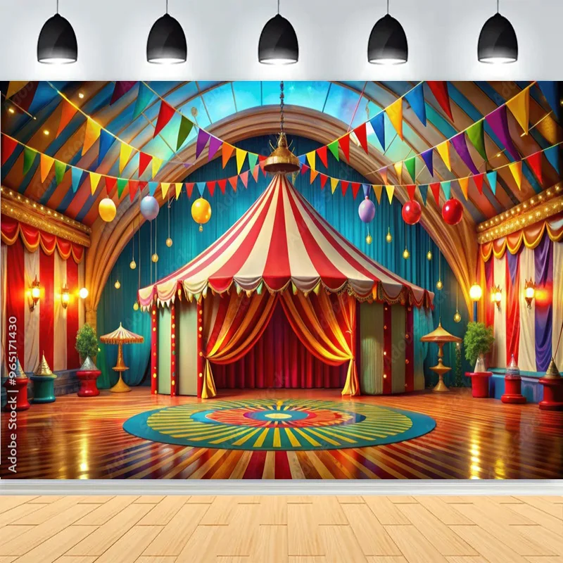 

Circus Amusement Park Birthday Photography Backdrops Amusement Park Ferris Wheel Baby Carnival Party Photo Background MXT-02
