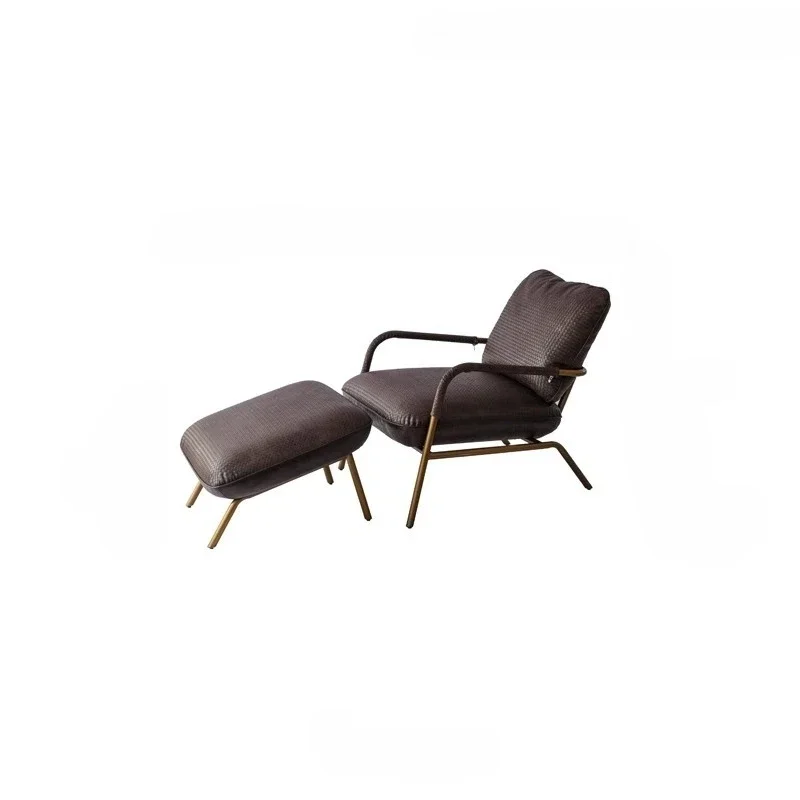 Classic first-layer fiber leather woven recliner combination including pedal leisure chair single sofa