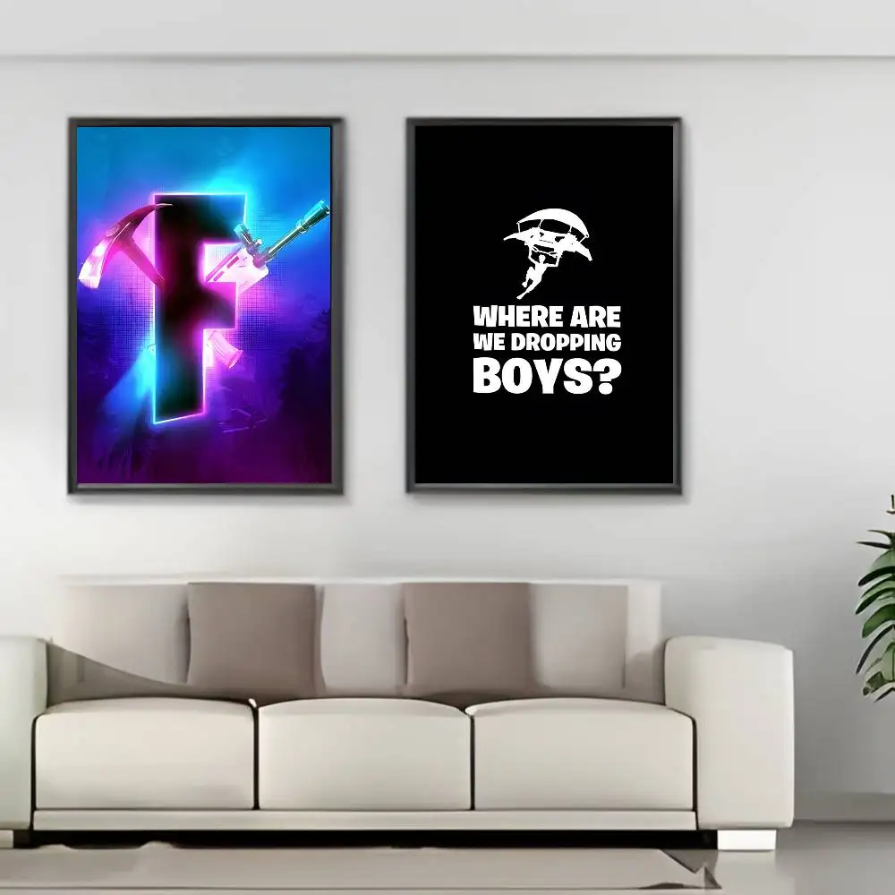 ملصق رائع من Game F-Fortnites-Wallpaper مقاوم للماء عالي الدقة على الحائط لغرفة النوم المنزلية والديكور الجمالي #4