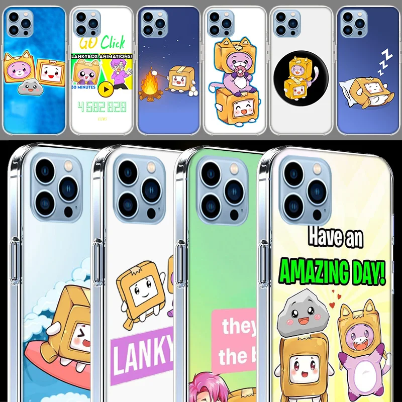 Lankybox Cute Clear For Apple iPhone 16 15 Pro Max Cover 14 Plus 13 12 Mini 11 Pro XR XS Max Phone Case Silicone TPU Cute Fundas