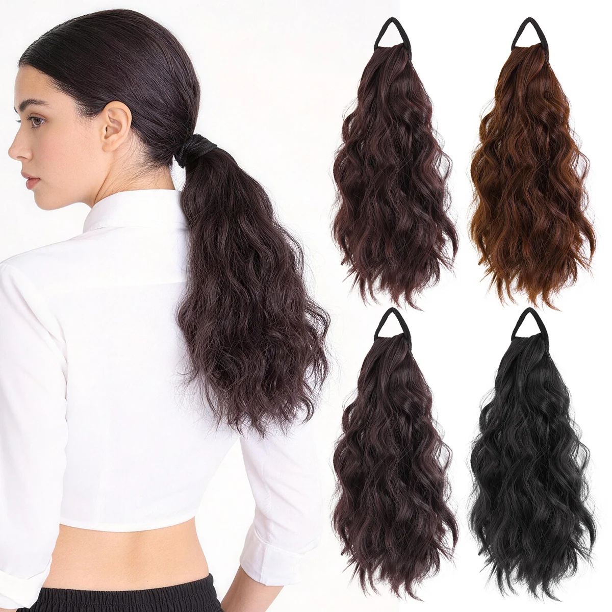 Synthetic rubber band curly ponytail wig women's ponytail ha