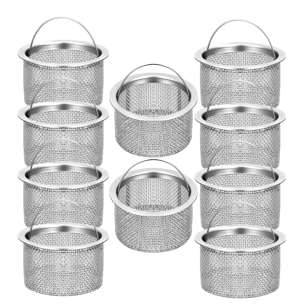 

10 pcs Stainless Steel Kitchen Strainer Basket Sink Drain Filter For Food Scraps Hair Catcher Metal Sink Strainer For Home