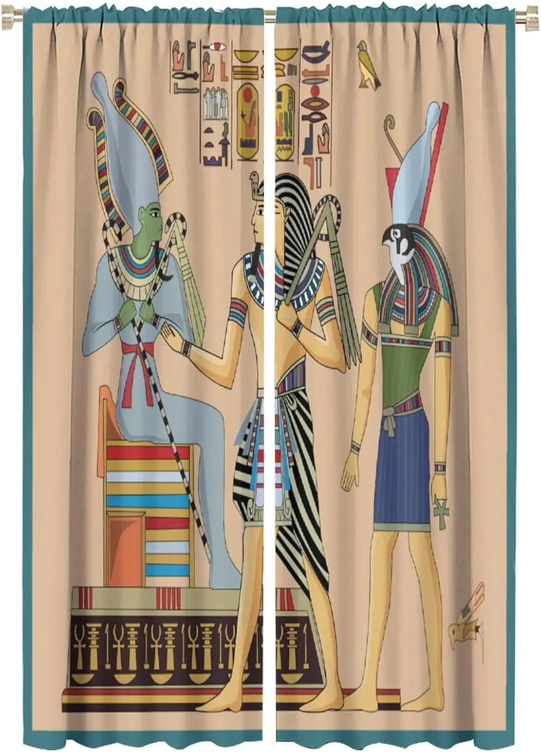 Ancient Egypt Curtains Egyptian Civilization Pharaoh King Hieroglyphic Vintage Old Culture Pattern Blackout Print Rod Pocket