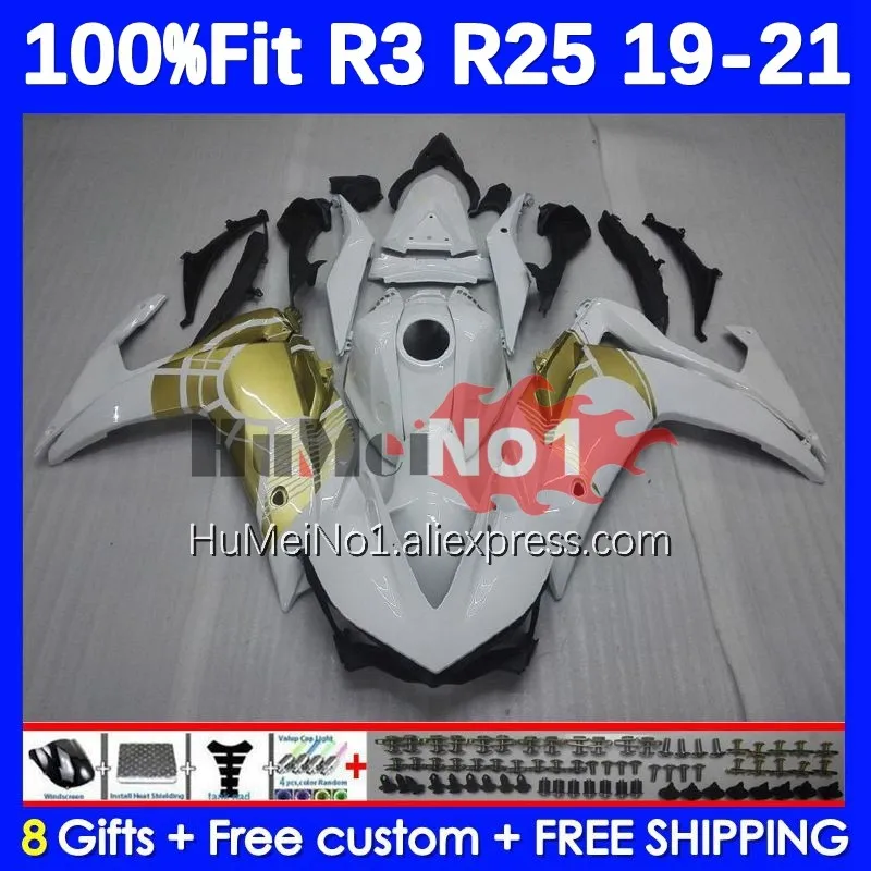 Injection For YAMAHA YZF-R3 YZFR25 YZF-R25 Golden white R 3 25 374No.43 YZFR3 YZF R3 R25 19 20 21 22 2019 2020 2021 2022 Fairing