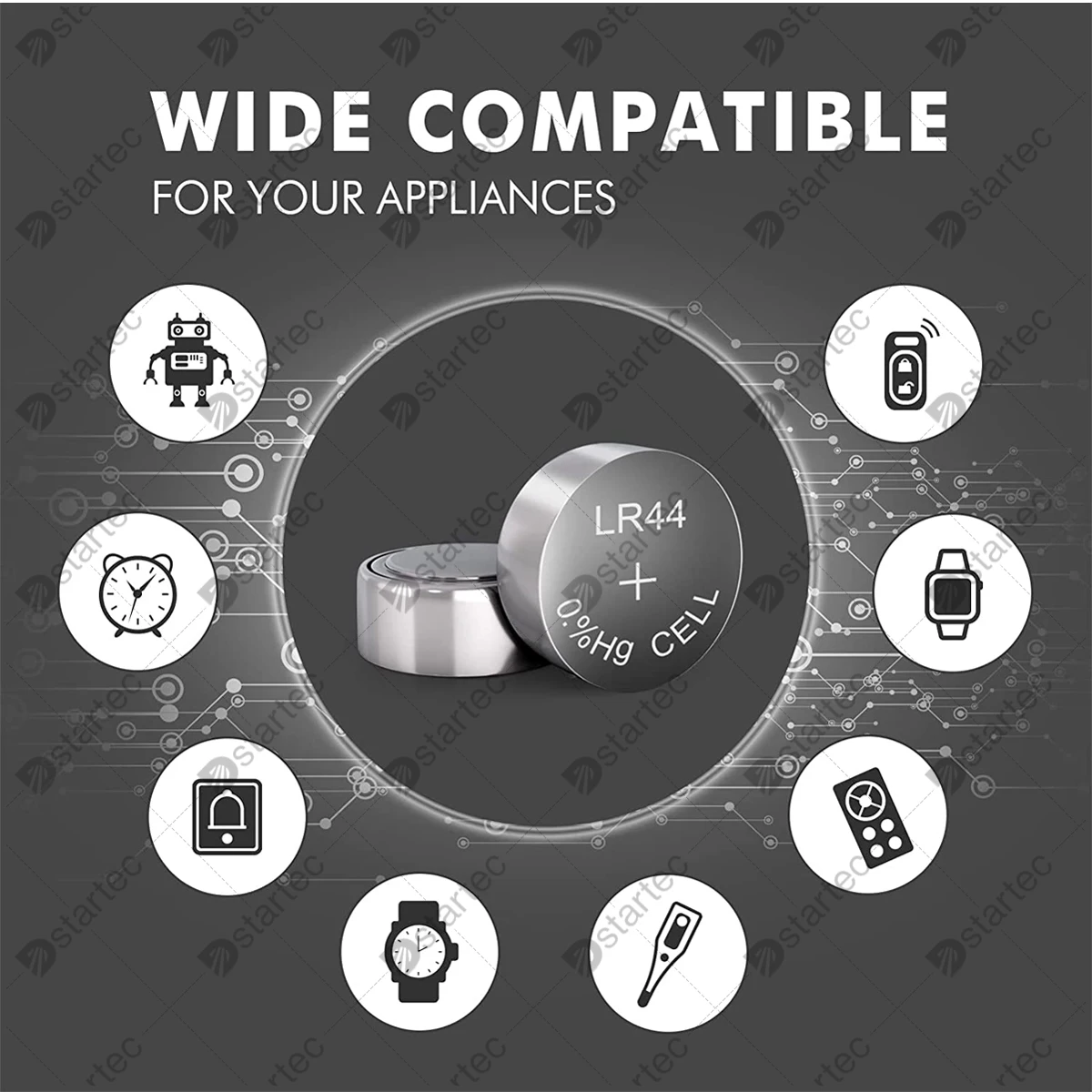 Koonenda 175mAh LR44 AG13 Alkaline Button Batteries, L1154F SR44SW 357 303 SR44 A76 G13 1.55V Coin Cell for Watch Clock Remote